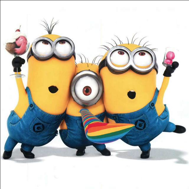 Minions holding rainbow and donut free wallpaper - medium preview image