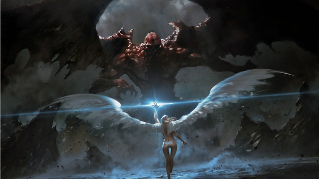 Woman wings demon sword giant free wallpaper - medium preview image