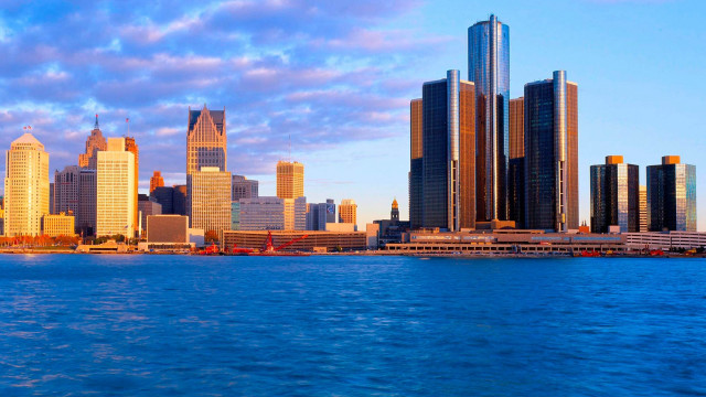 City skyline waterfront bridge boat free wallpaper - medium preview image