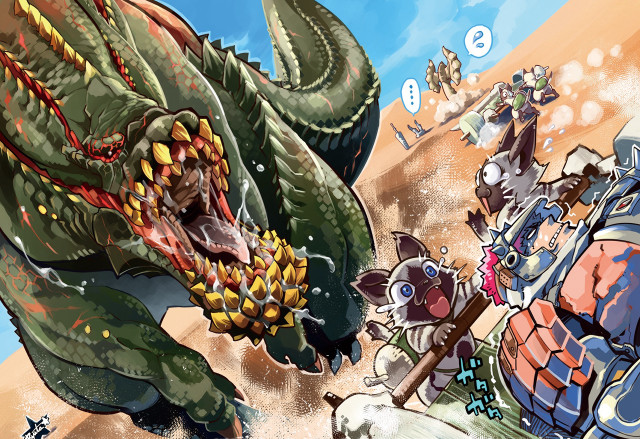 Dragon attack beach man gun free wallpaper - medium preview image