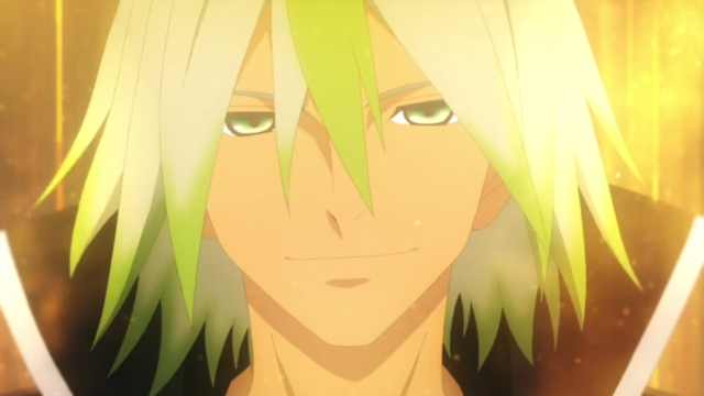 Man green hair sword yellow free wallpaper - medium preview image