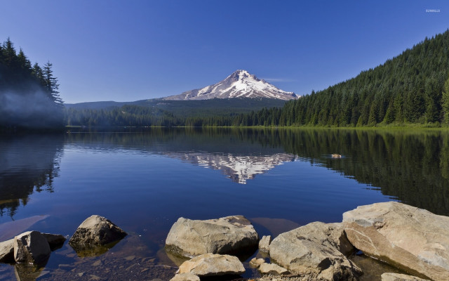 Mountain reflection lake nature sky free wallpaper - medium preview image
