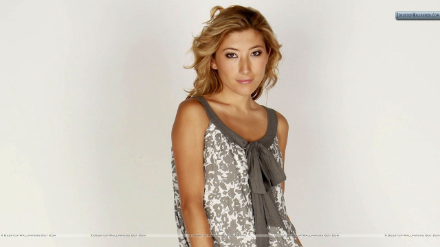 Woman white grey top posing free wallpaper - medium preview image