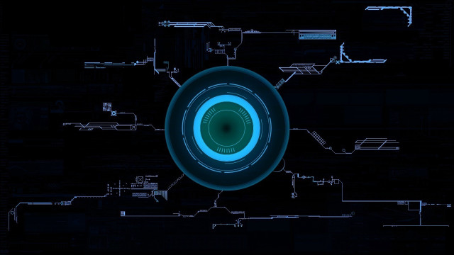 Blue black background circular hologram free wallpaper - medium preview image