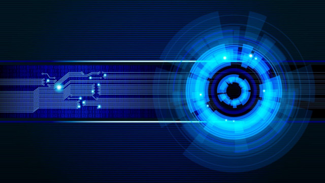 Blue abstract circular design cybernetics free wallpaper for desktop - medium preview image