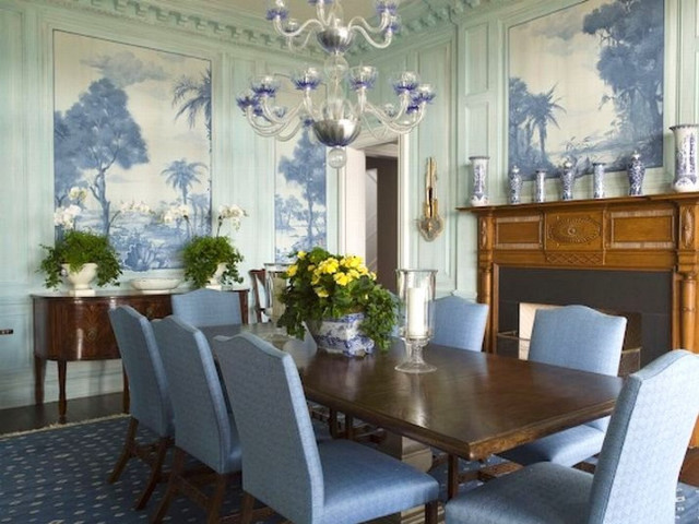 Dining room table chairs fireplace free wallpaper - medium preview image