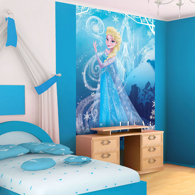 Frozen princess bedroom blue bed free wallpaper - medium preview image