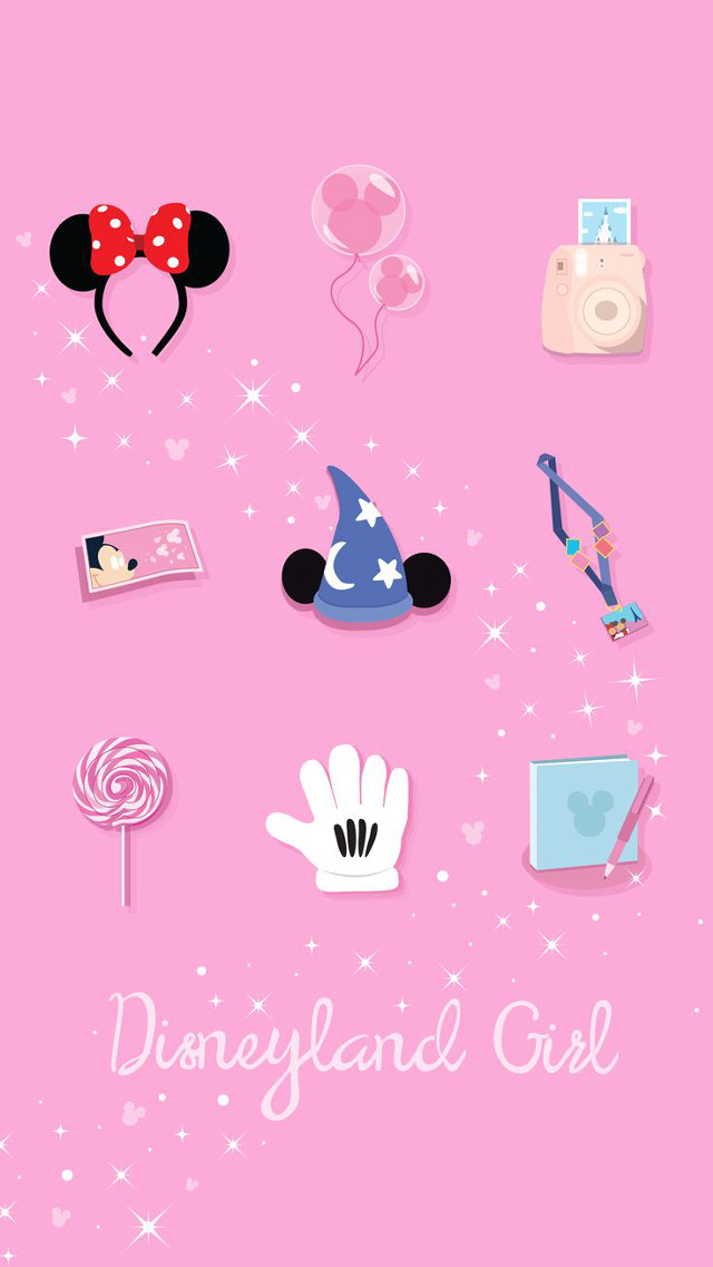 Pink background disneyland girl items free wallpaper - medium preview image