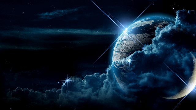 Blue planet starry sky bright free wallpaper - medium preview image