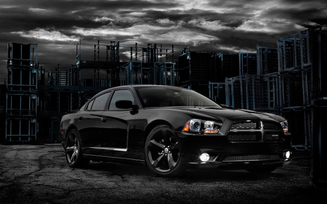 Black car building cloudy sky free wallpaper - medium preview image