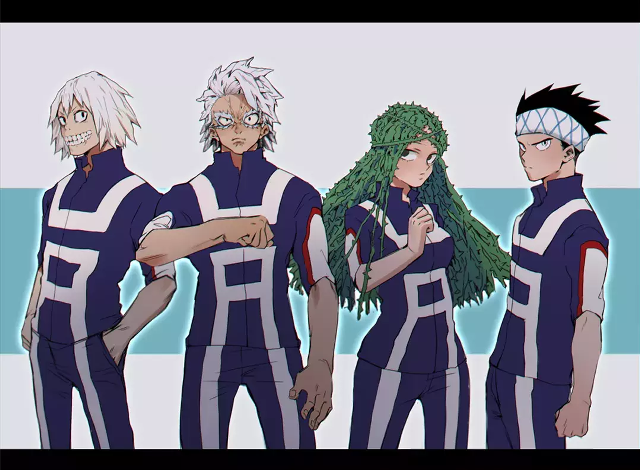 Anime characters group blue white #2 free wallpaper - medium preview image
