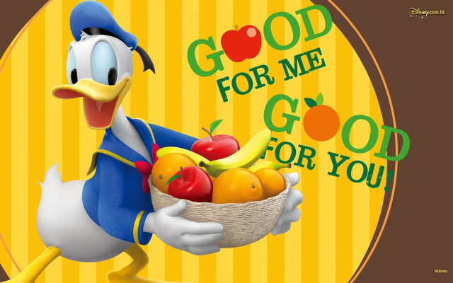 Cartoon duck basket fruit vegetables free wallpaper - medium preview image