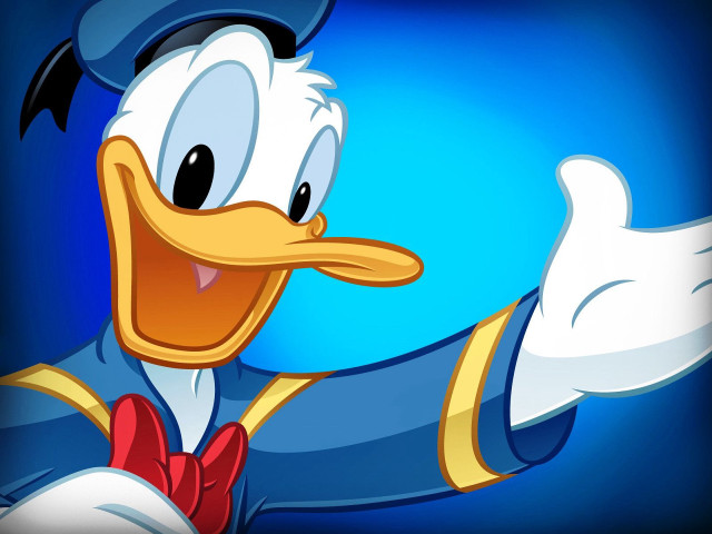 Cartoon duck blue uniform pointing free wallpaper - medium preview image