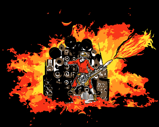 Cartoon character fire hose speakers free wallpaper - medium preview image