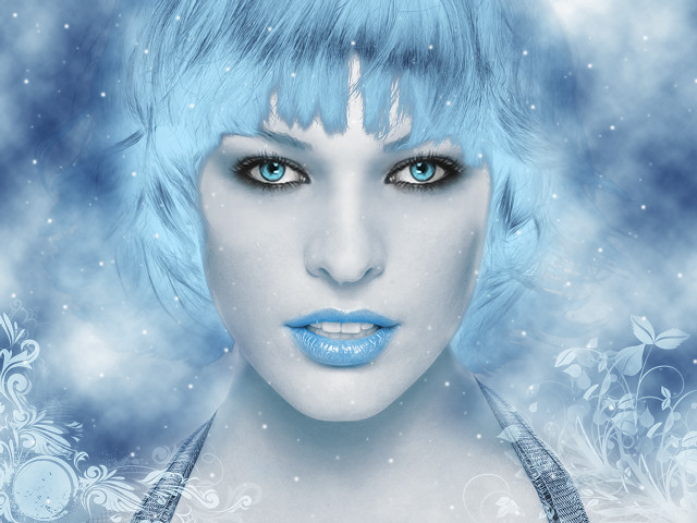 Woman blue hair blue eyes #2 free wallpaper - medium preview image