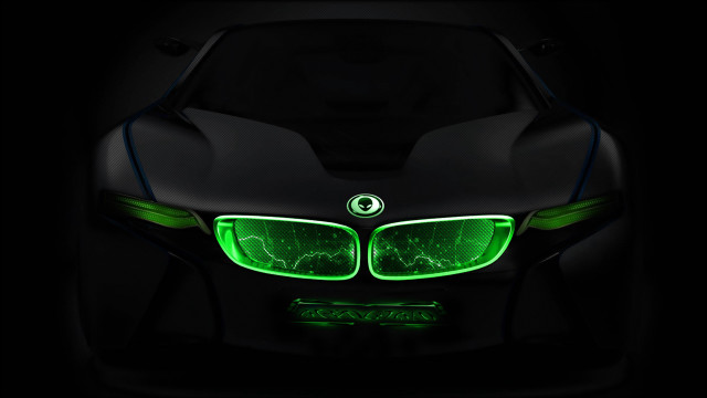 Car green lights headlights dark free wallpaper - medium preview image