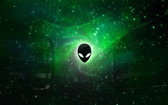Alien head green space stars free wallpaper - medium preview image