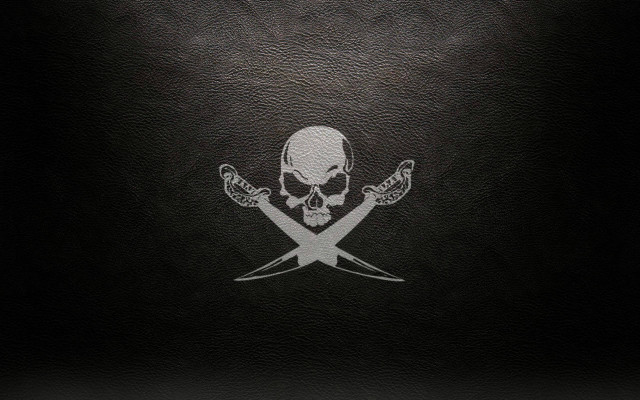 Black leather skull crossed swords free wallpaper - medium preview image