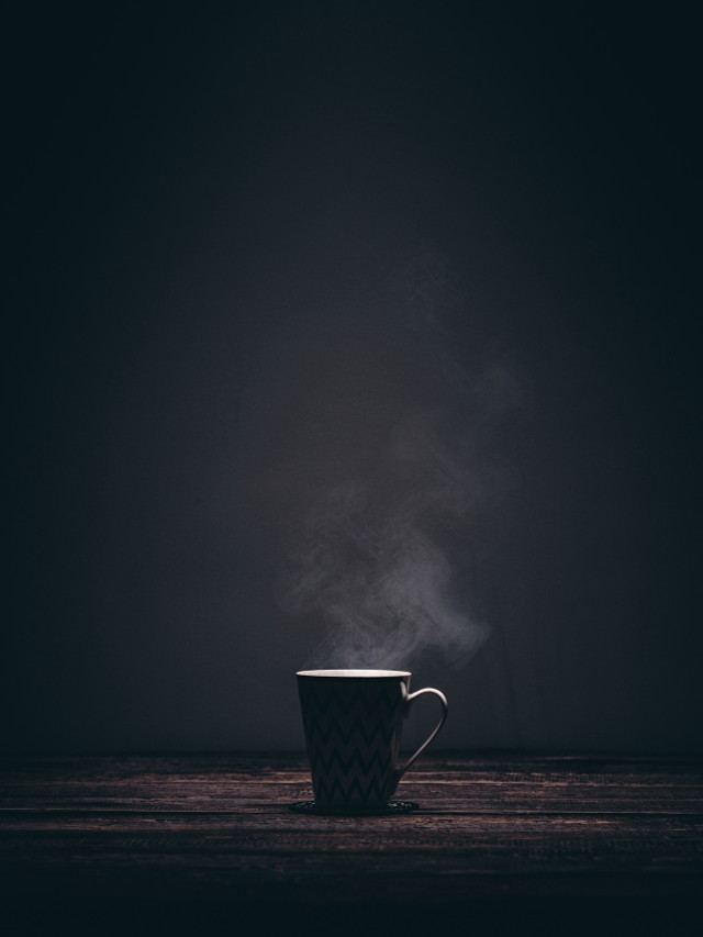 Steaming cup coffee table dark free wallpaper - medium preview image