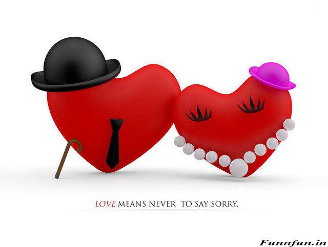Two hearts with faces and free wallpaper - medium preview image