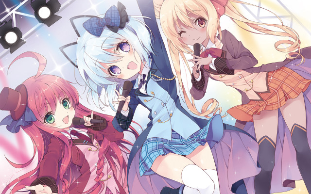 Anime girls stage lights microphone #2 free wallpaper - medium preview image
