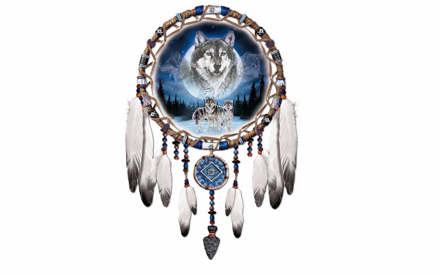 Wolf dreamcatcher wolf side wolf free wallpaper for desktop - medium preview image