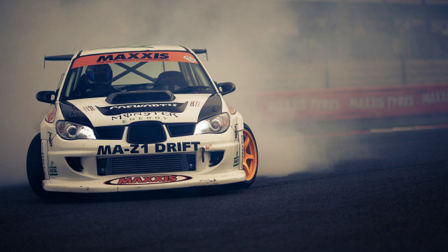 White car race track smoke free wallpaper - medium preview image