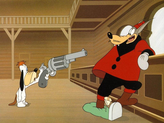 Cartoon dog gun pointing dog free wallpaper - medium preview image