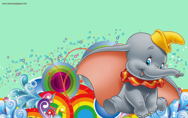 Cartoon elephant crown rainbow bubbles free wallpaper - medium preview image
