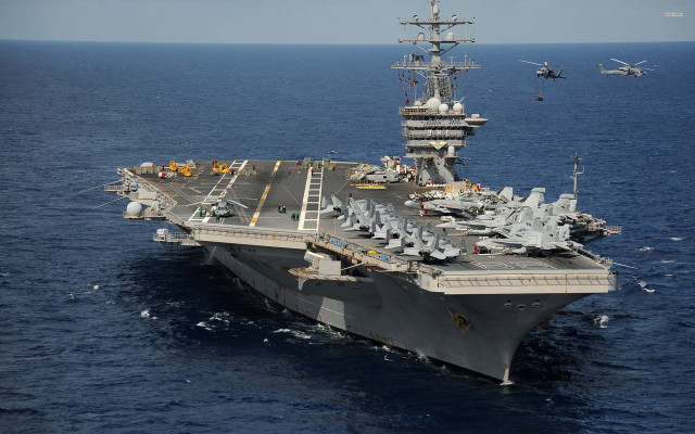 Aircraft carrier ocean ships helicopter free wallpaper - medium preview image