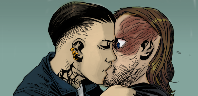 Man woman kissing rain blood free wallpaper - medium preview image
