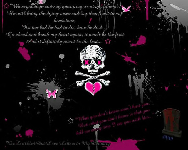 Skull crossbones pink heart poem free wallpaper - medium preview image