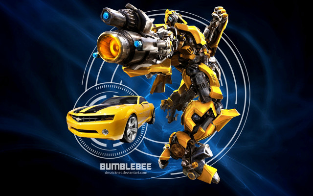 Yellow black robot gun car free wallpaper - medium preview image