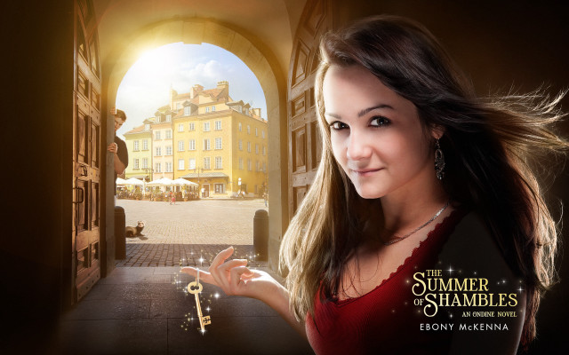 Woman holding key doorway building free wallpaper - medium preview image