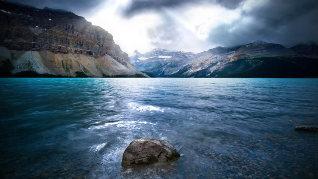 Rock lake mountains clouds sky #2 free wallpaper - medium preview image