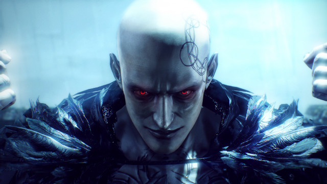 Man red eyes bald head free wallpaper - medium preview image