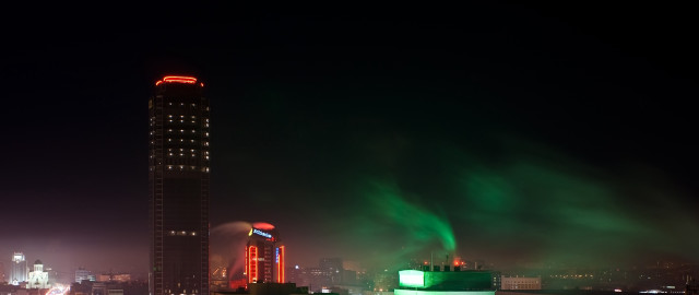 Tall building green light night free wallpaper - medium preview image