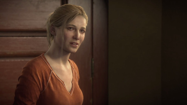 Woman brown shirt door blonde free wallpaper - medium preview image