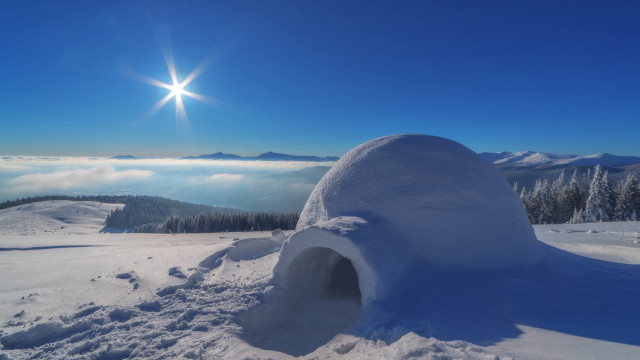 Snow cave hill sky sun free wallpaper - medium preview image