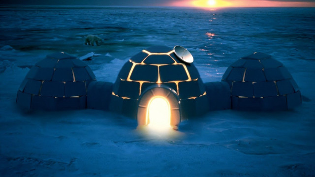 Igloos snow night light warm free wallpaper - medium preview image