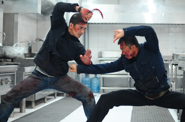 Two men kitchen trick hands free wallpaper - medium preview image