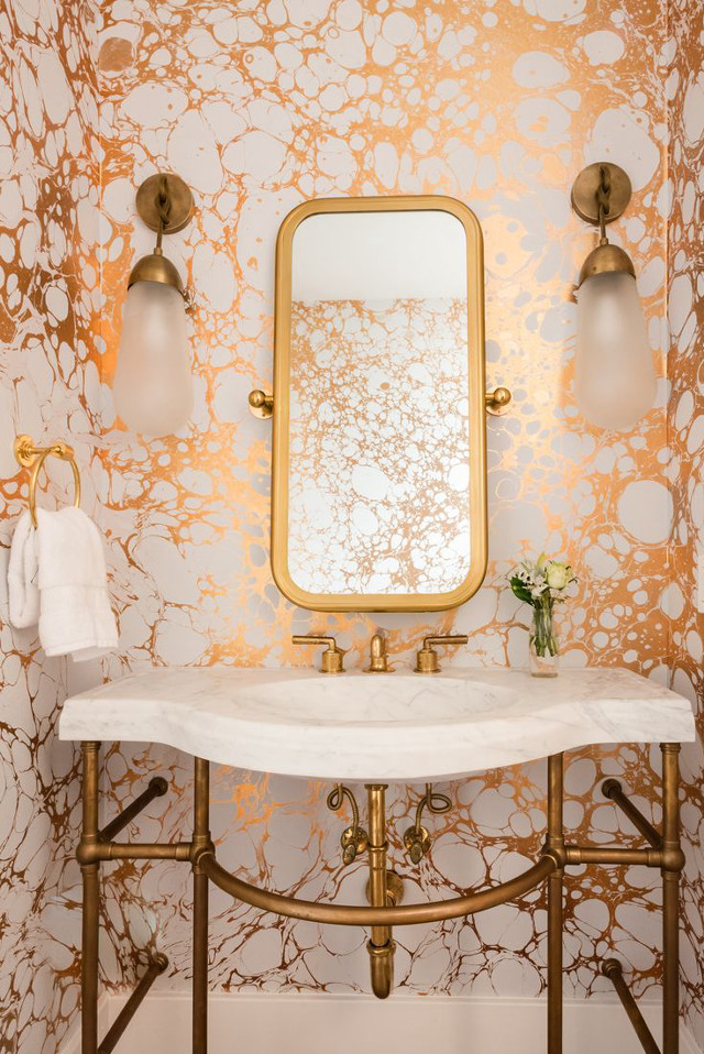 Bathroom marble sink gold accents free wallpaper - medium preview image