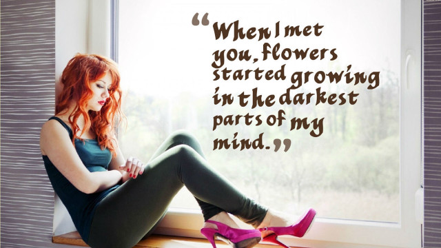 Woman sitting window sill quote free wallpaper - medium preview image