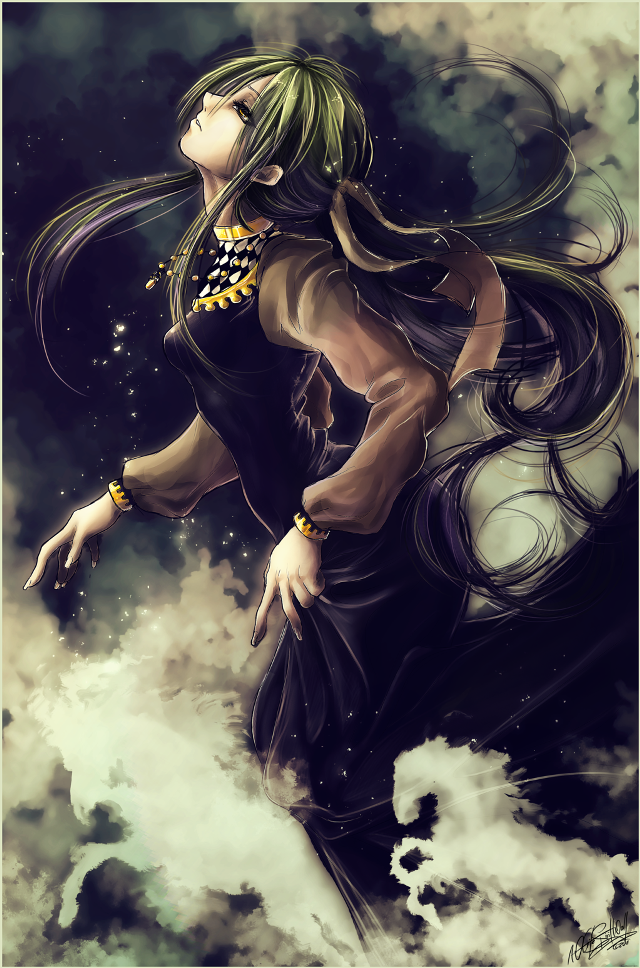 Woman flying long hair cloud free wallpaper - medium preview image