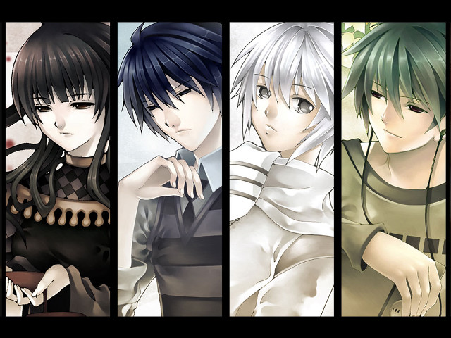 Four anime characters different hair free wallpaper - medium preview image