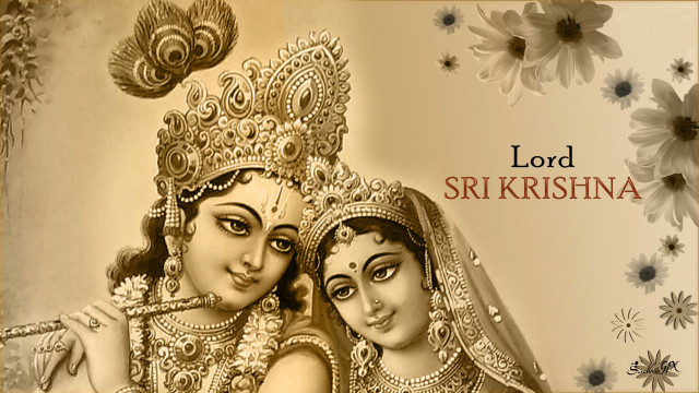 Lord sri srishna divine flowers free wallpaper - medium preview image