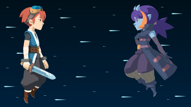 Cartoon characters dark swords holding free wallpaper - medium preview image
