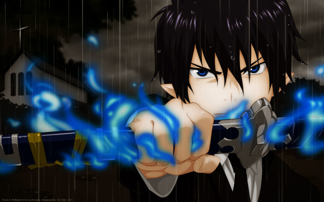 Man pointing gun blue light free wallpaper - medium preview image