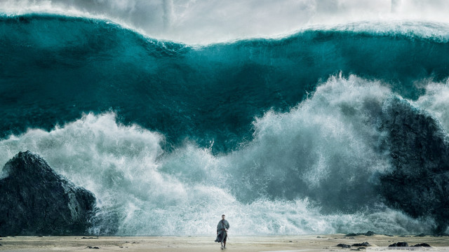 Man beach huge wave ocean free wallpaper - medium preview image
