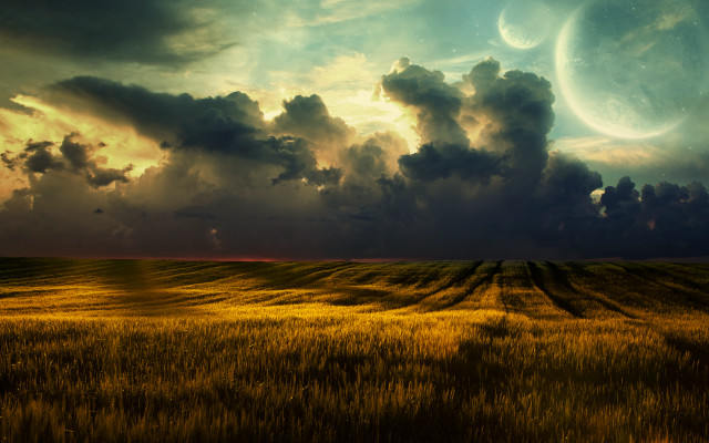 Field sky clouds sun background free wallpaper - medium preview image